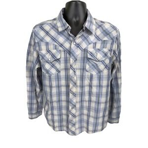 Levis "Two Horse Brand" Pearl Snap Western Shirt Men's Large Blue